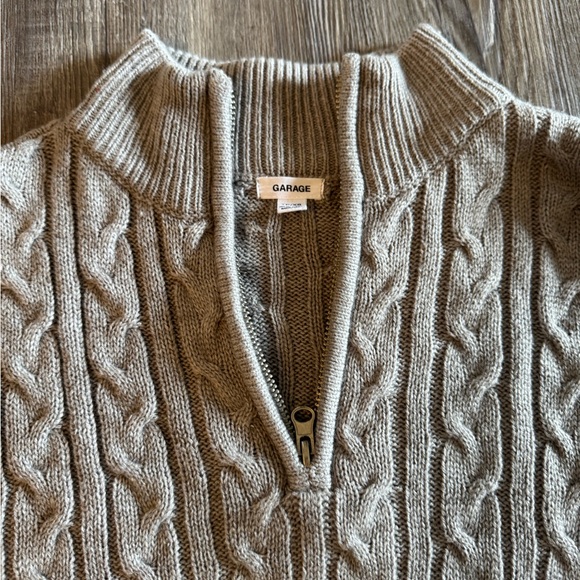 Garage Clothing Gray Sierra Half Zip Cable Knit Sweater XS - Picture 3 of 3